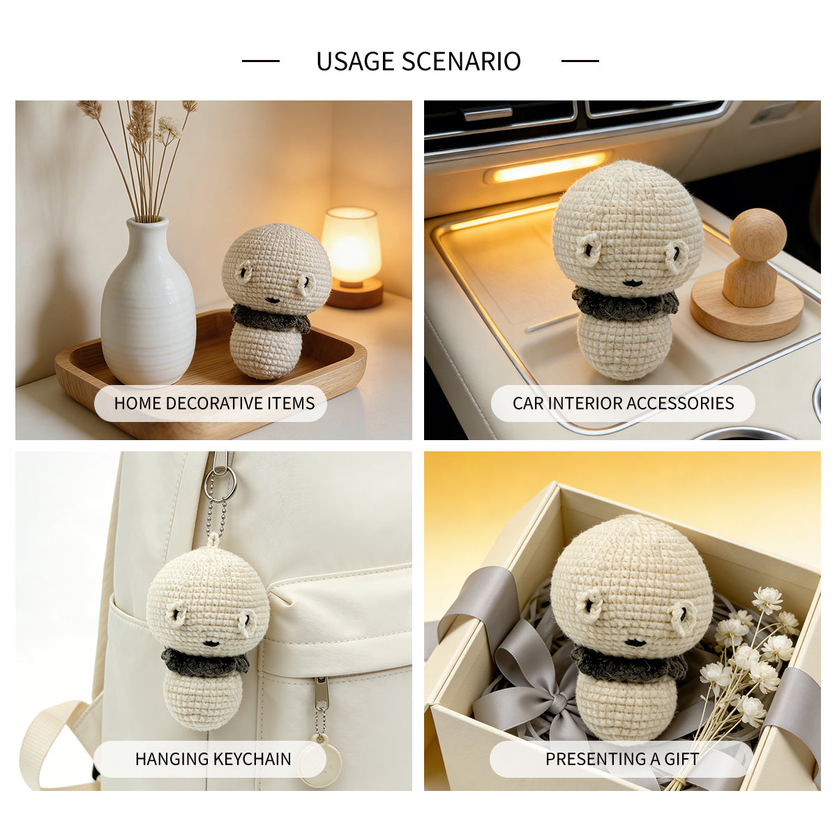 Funny Emotional Support Ghost Plush - Minimalist Amigurumi Desk Decor
