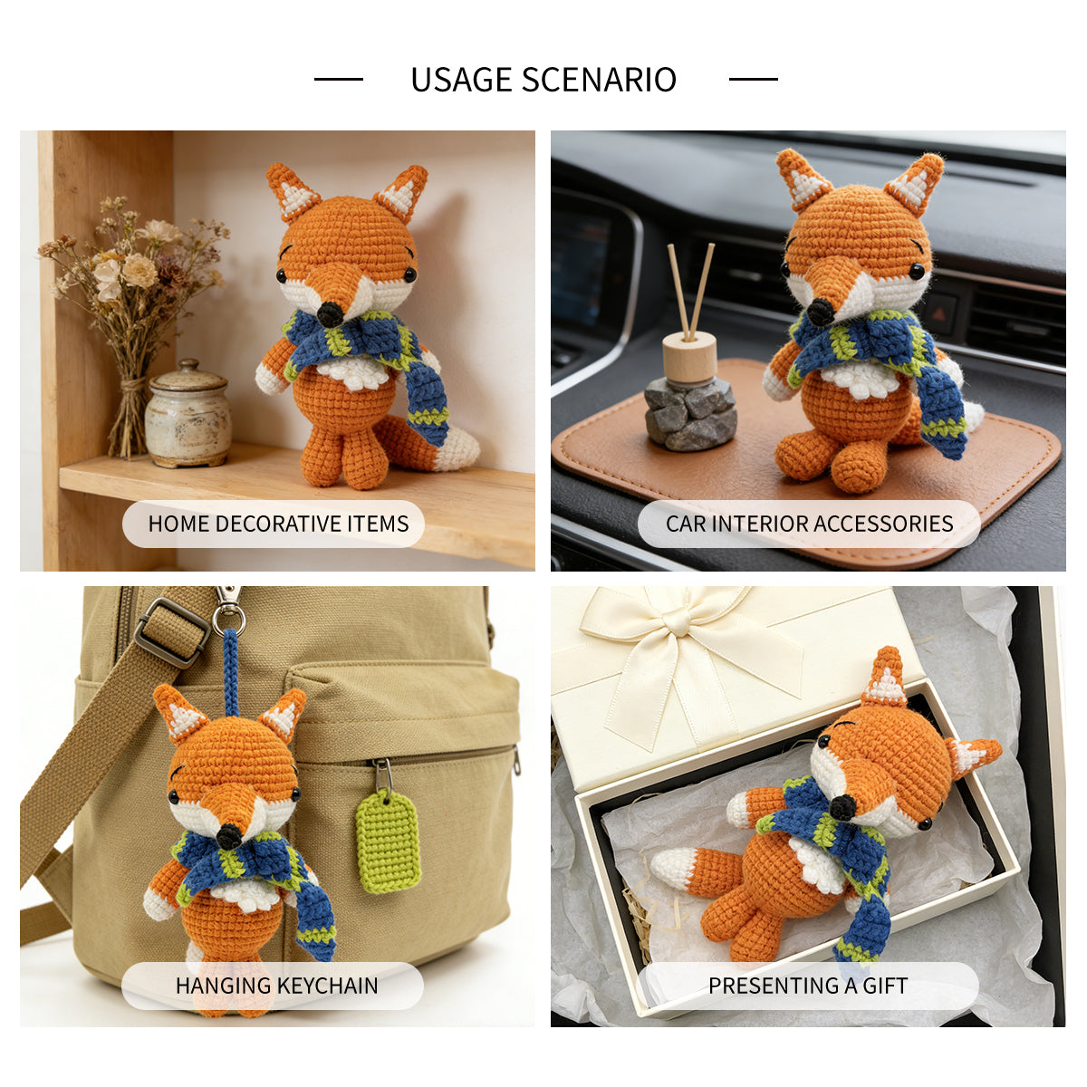 Handmade Crochet Fox Plush - Cute Amigurumi Woodland Nursery Decor
