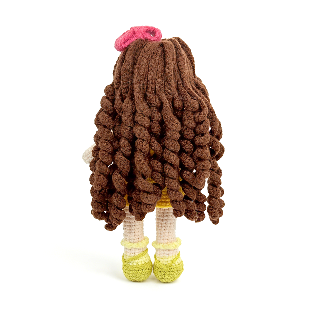 Handmade Crochet Doll - Premium Amigurumi Girl Toy with Brown Curly Hair