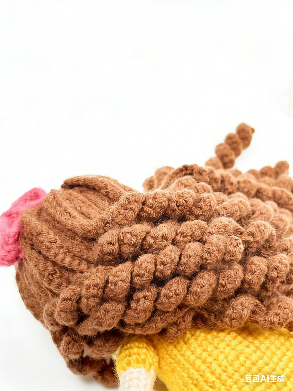 Handmade Crochet Doll - Premium Amigurumi Girl Toy with Brown Curly Hair