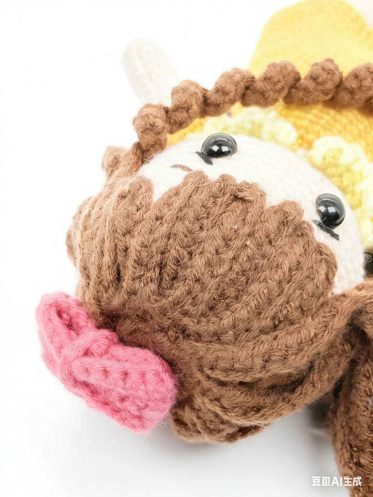 Handmade Crochet Doll - Premium Amigurumi Girl Toy with Brown Curly Hair