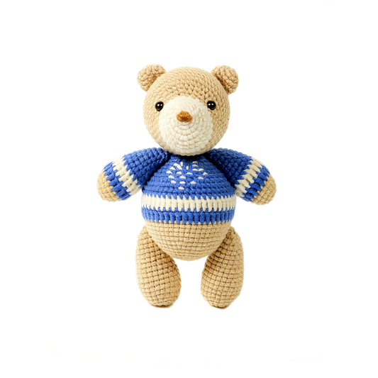 Handmade Crochet Teddy Bear - Cute Amigurumi Animal in Winter Sweater