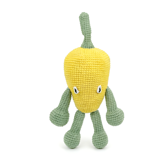 Funny Crochet Lemon Monster - Quirky Amigurumi Vegetable Desk Decor Gift
