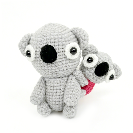 Handmade Crochet Koala Mother and Baby Set - Cute Amigurumi Nursery Decor