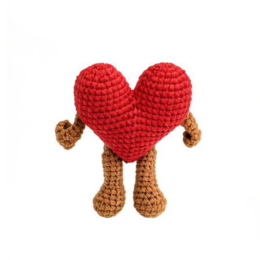 Cute Crochet Red Heart Plush - Handmade Amigurumi Valentine's Gift