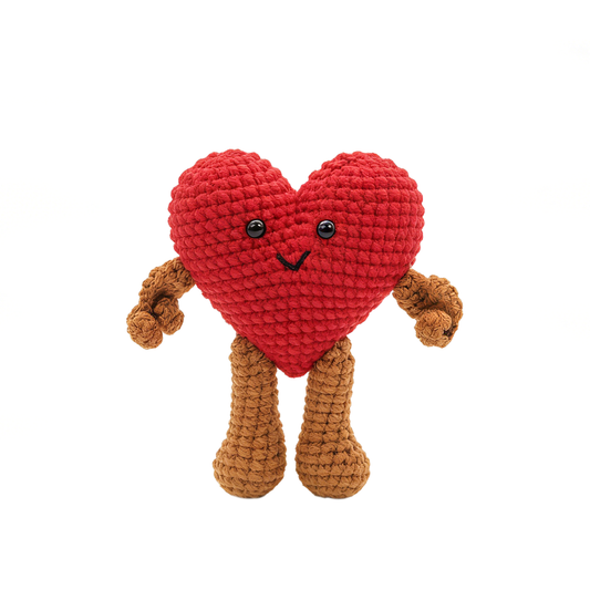 Cute Crochet Red Heart Plush - Handmade Amigurumi Valentine's Gift