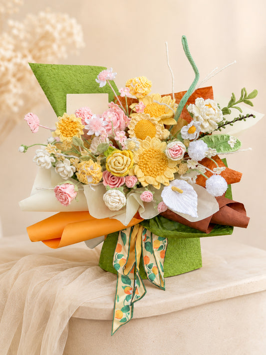 Crochet Yellow Sunflowers Bouquet