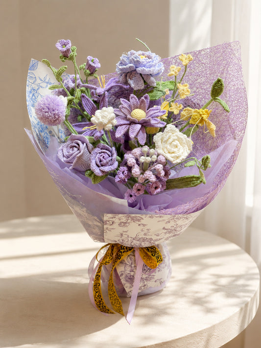 Lavender Crochet Roses Bouquet