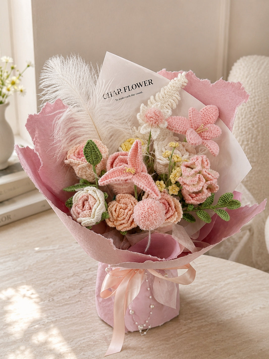 Pink Crochet Lily Bouquet