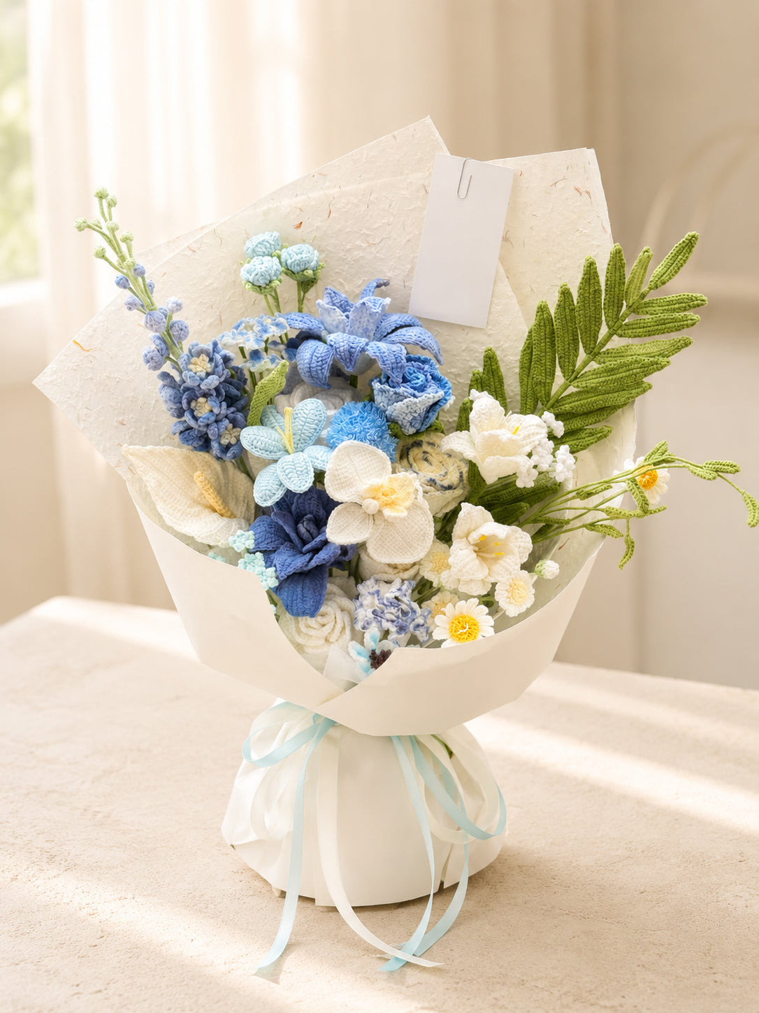 White Orchid Style Flower Crochet Bouquet