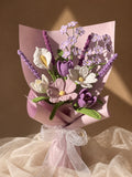 Purple Tulip Style Flower Crochet Bouquet