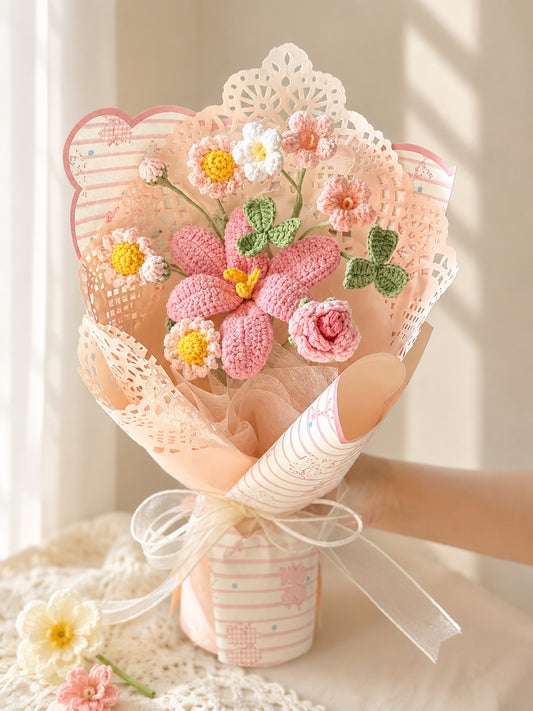Blush Pink Crochet Rose