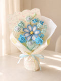 Bright Blue Crochet Roses