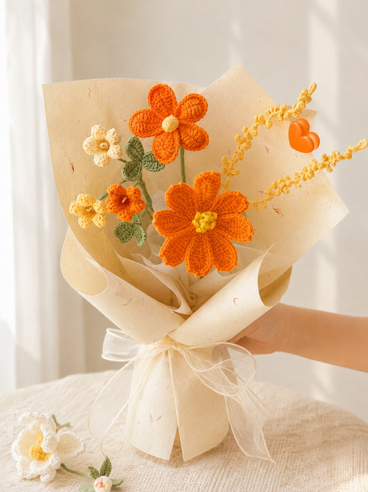 Large Orange Daisy Style Crochet Flower