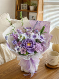Crochet chrysanthemums rosebuds bouquet