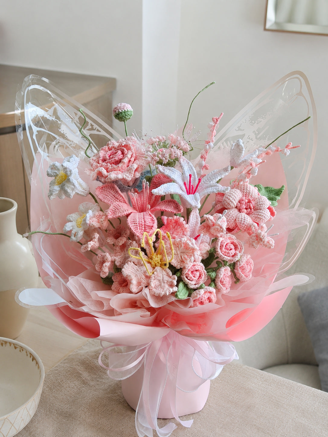 Crochet Rose Orchids Style Bouquet