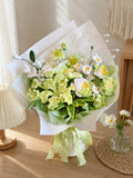 Crochet Peonies Green Leaves Style Bouquet