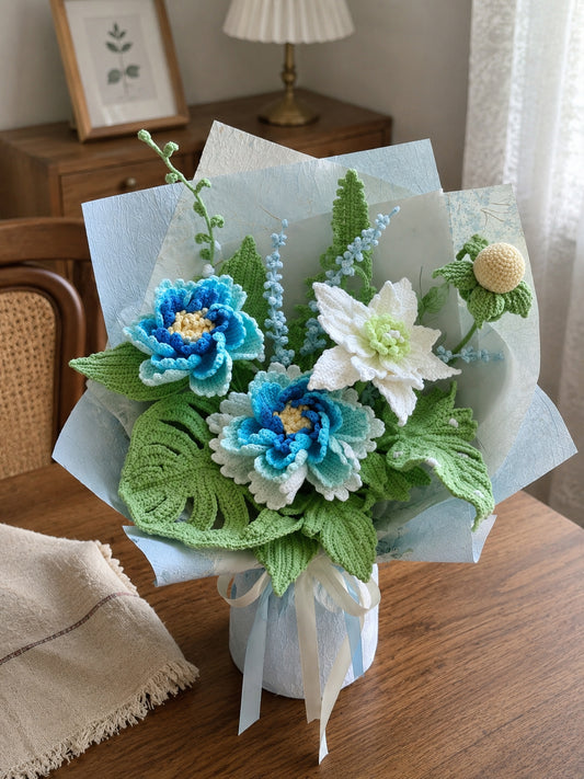 Crochet Peonies Clematis Bouquet