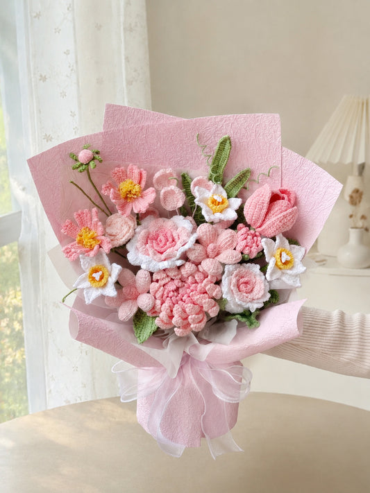 Crochet Spray Roses Tulips Bouquet