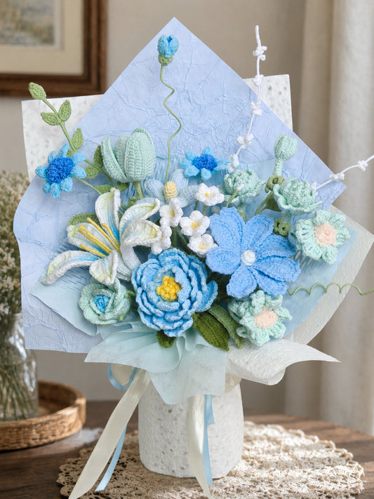 Crochet Peony Clematis Bouquet