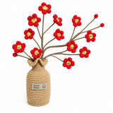 Handmade Crochet Red Plum Blossom Vase