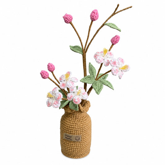 Handmade Crochet Crabapple Blossom Vase