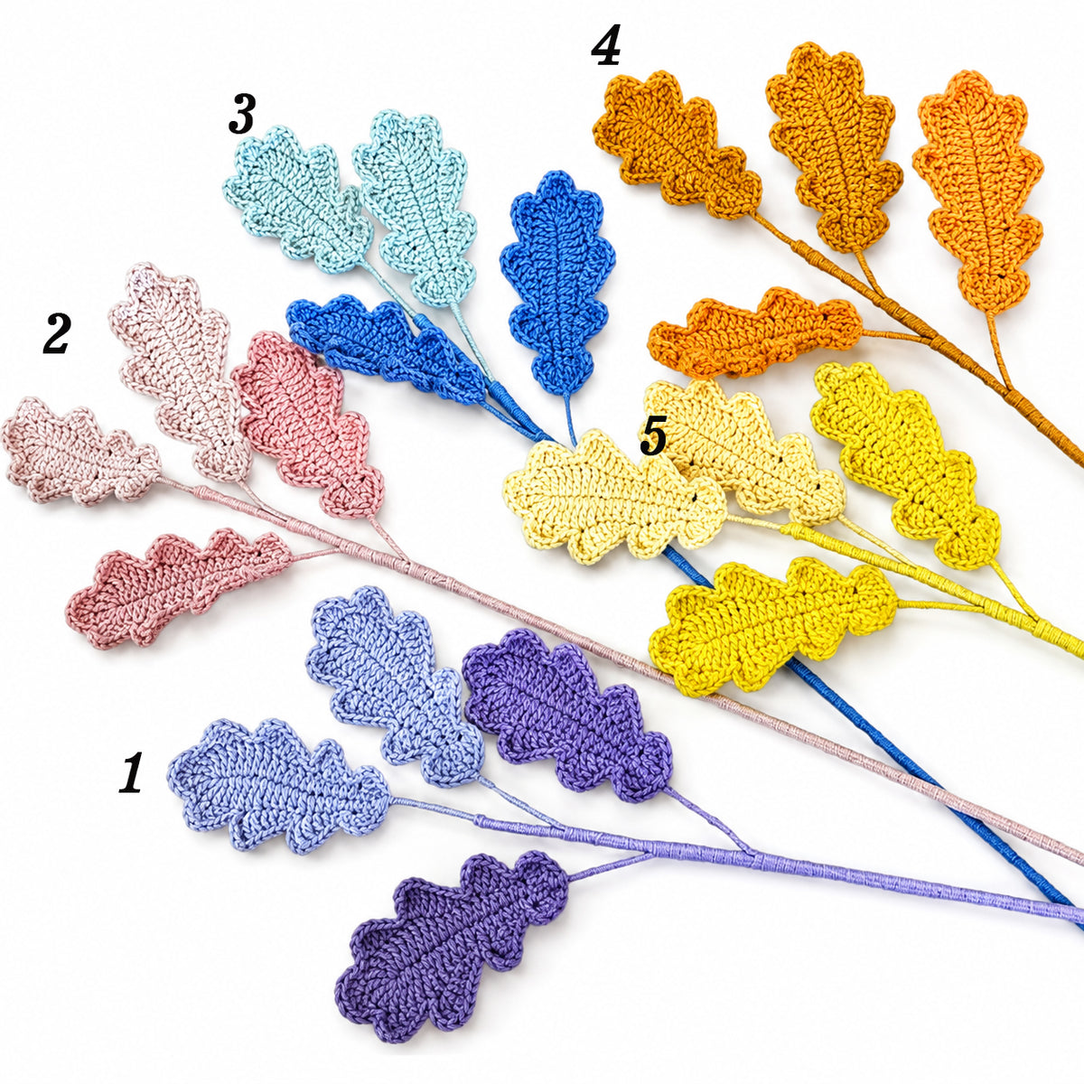 Handmade Crochet Large Chrysanthemum Leaf Stems