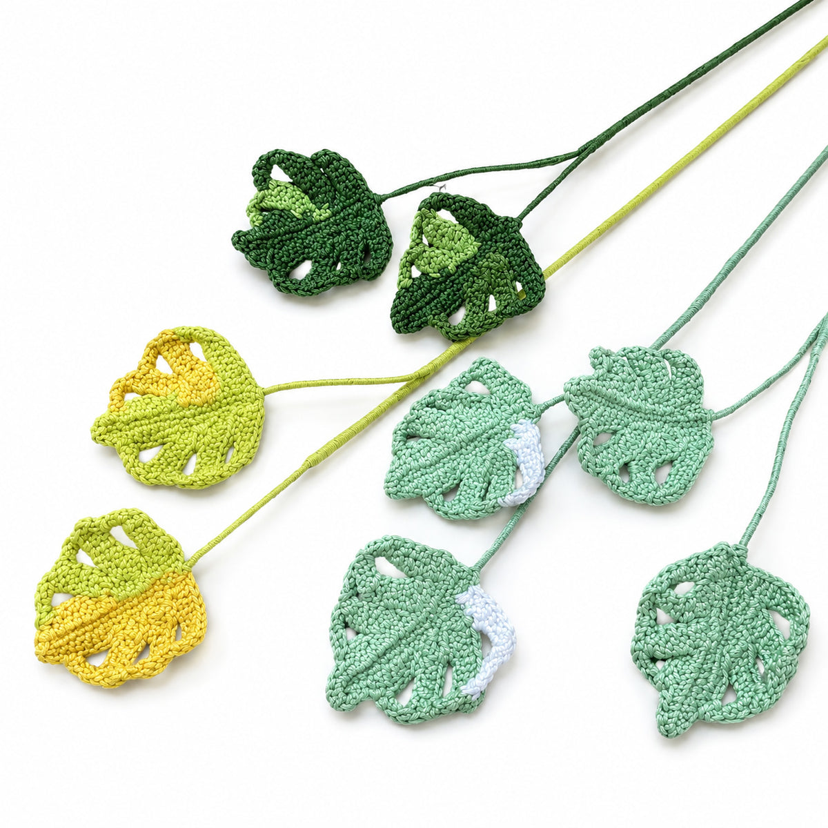 Handmade Crochet Mini Monstera Leaf Stems
