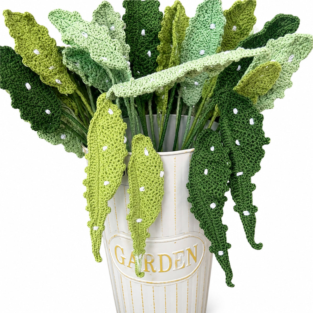 Handmade Crochet Double Begonia Leaf Stems