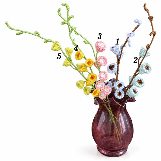 Handmade Crochet Eucalyptus Berry Stems