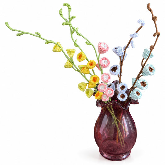 Handmade Crochet Eucalyptus Berry Stems