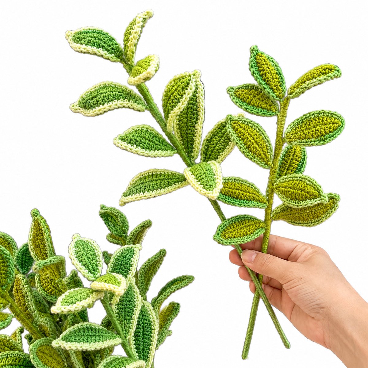 Handmade Crochet Variegated Boxwood Stems