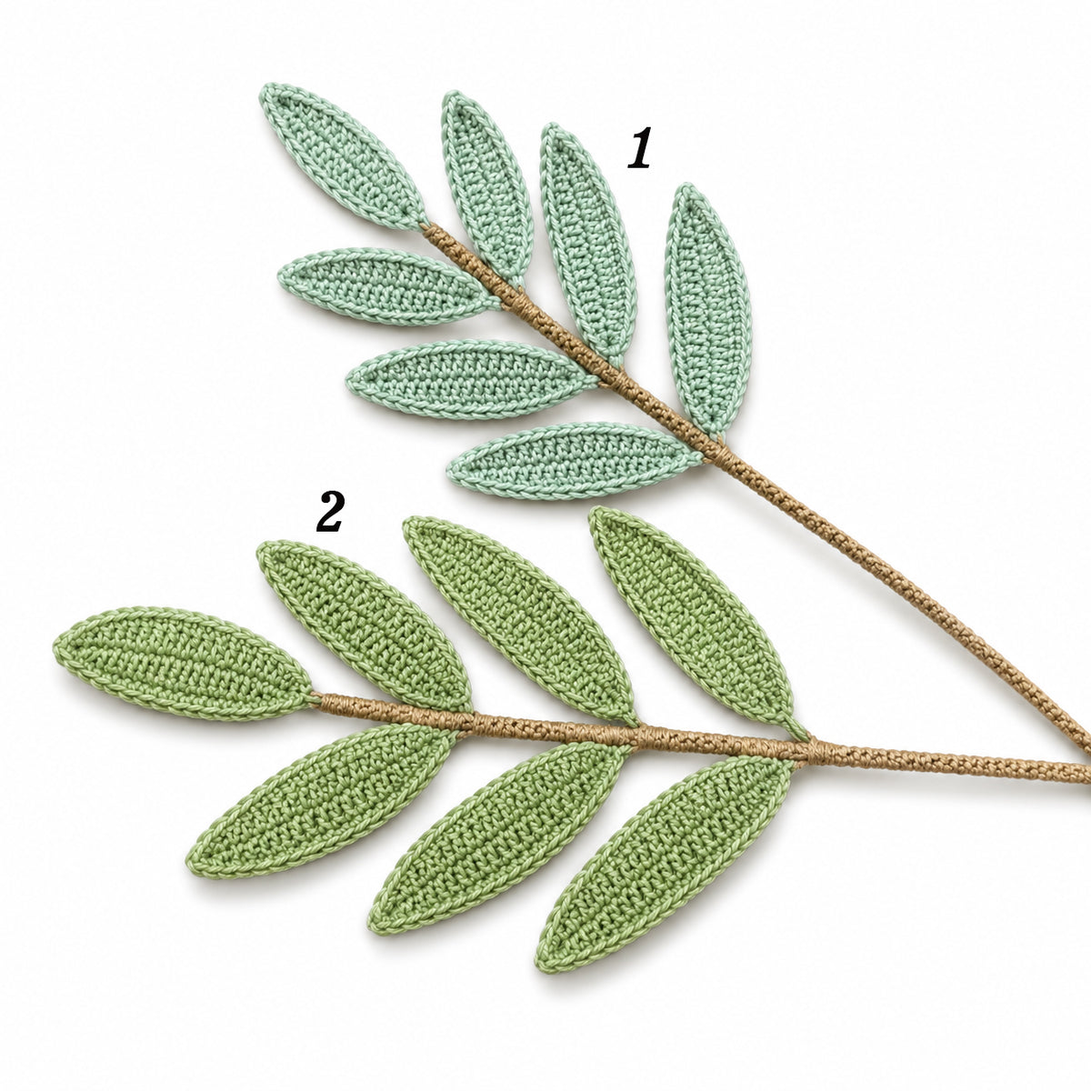 Handmade Crochet Olive Leaf Stem