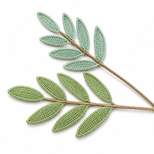 Handmade Crochet Olive Leaf Stem