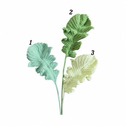 Handmade Crochet Feather Leaf Stems