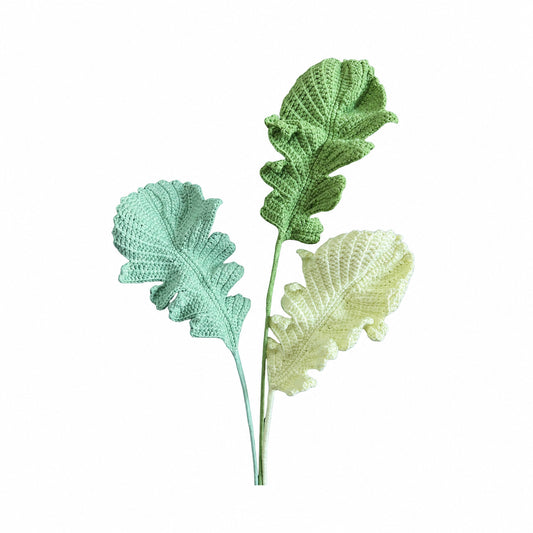 Handmade Crochet Feather Leaf Stems