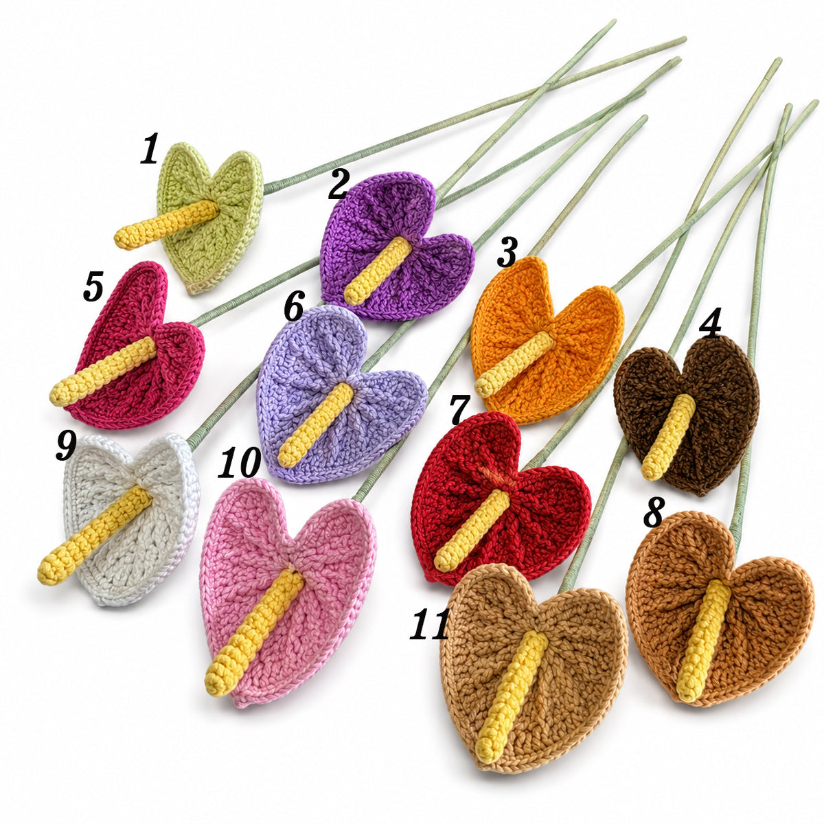 Handmade Crochet Anthurium Flower Stem