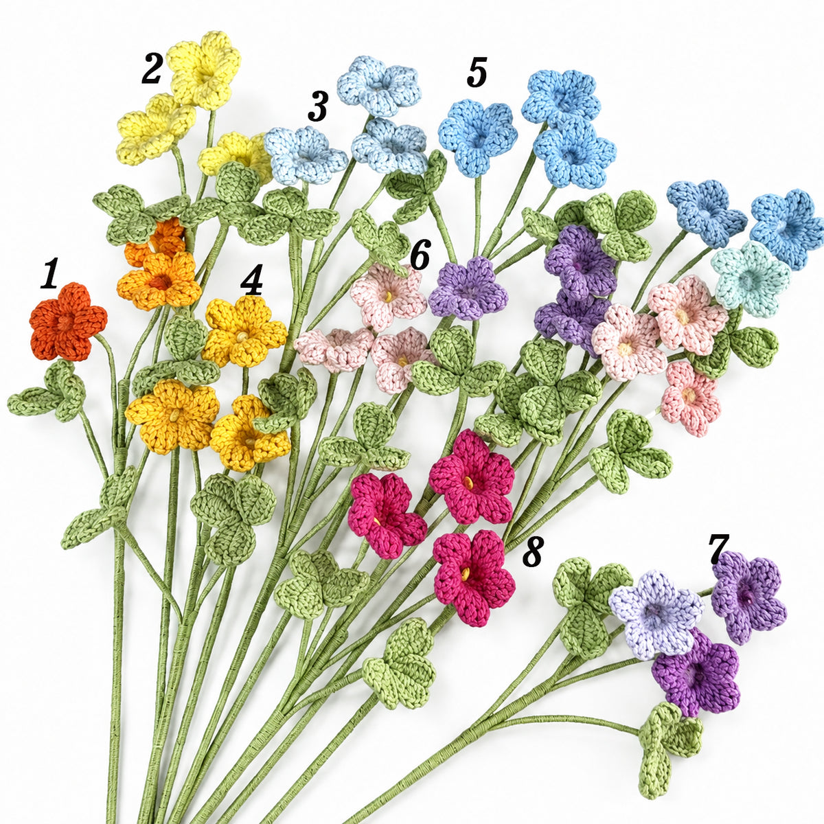 Handmade Crochet Rowan Flower Stems