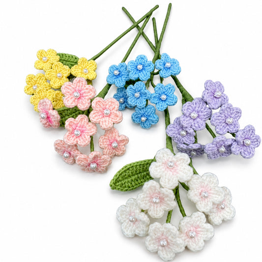 Handmade Crochet Pearl Flower Cluster Stems