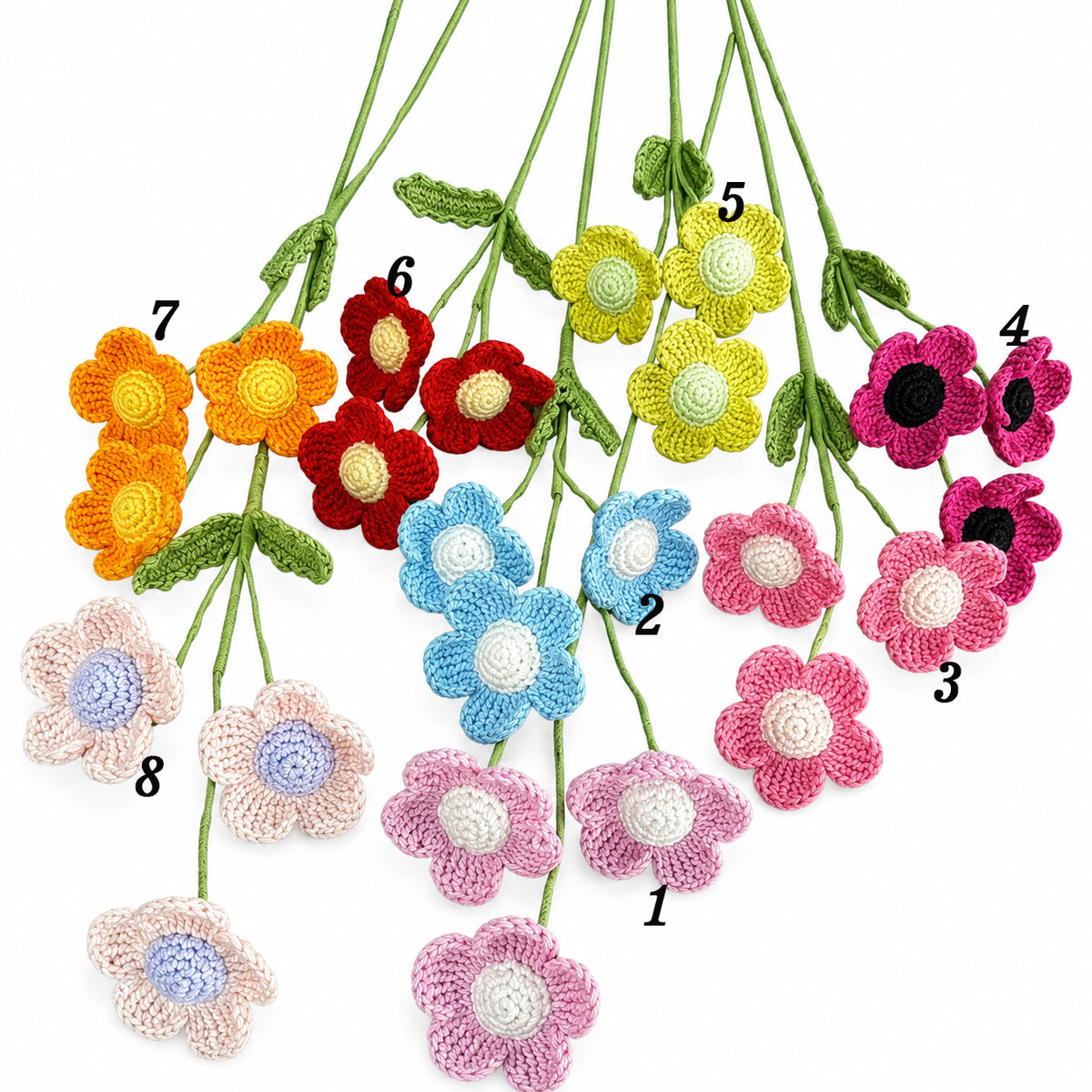 Handmade Crochet Afghan Flower Stems