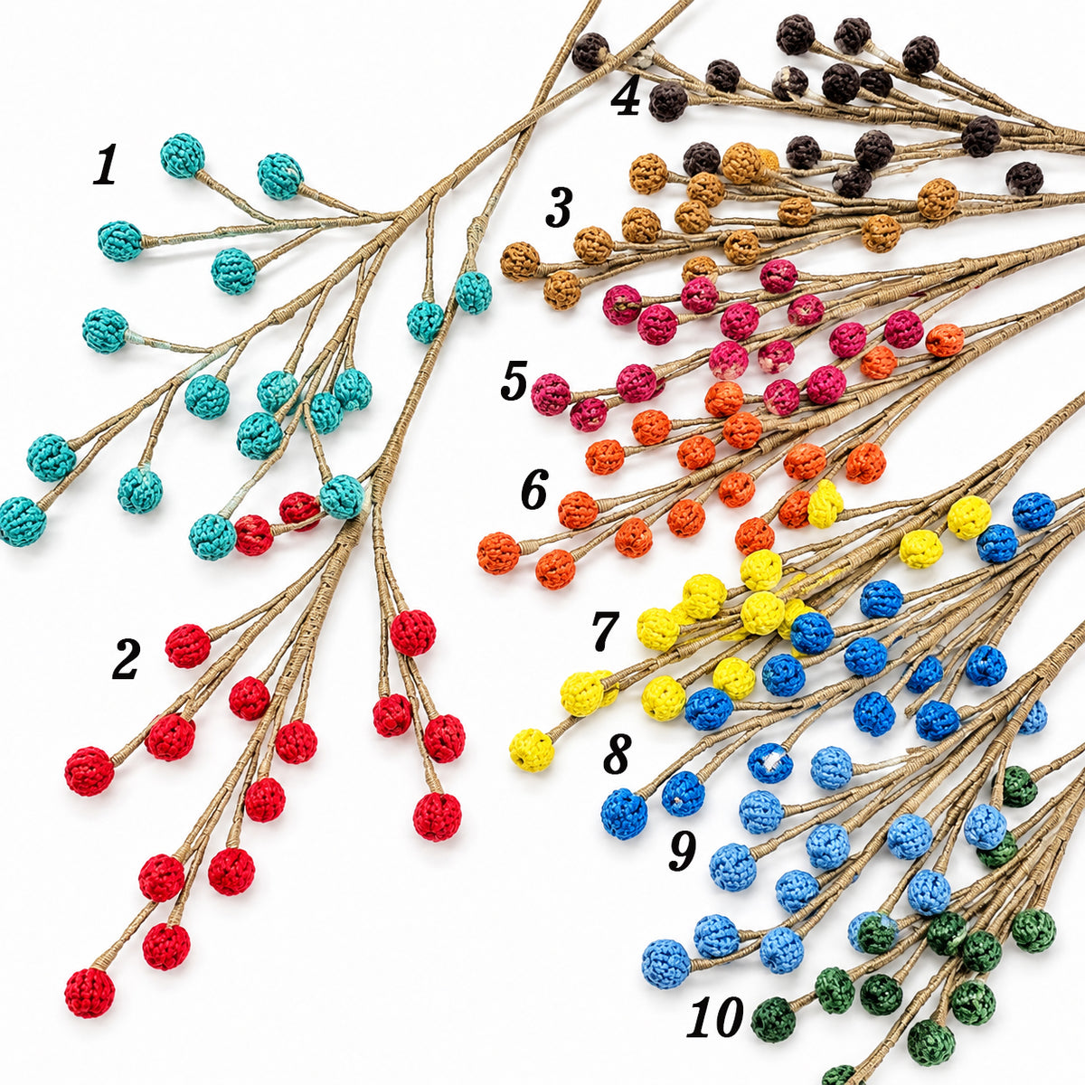 Handmade Crochet Berry Spray Stems