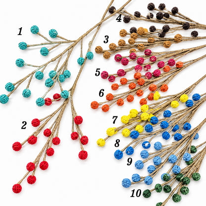 Handmade Crochet Berry Spray Stems