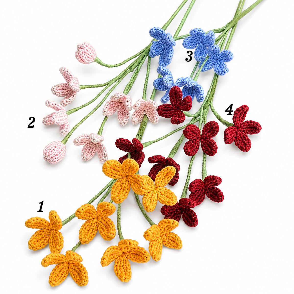 Handmade Crochet Fairy Flower Stems