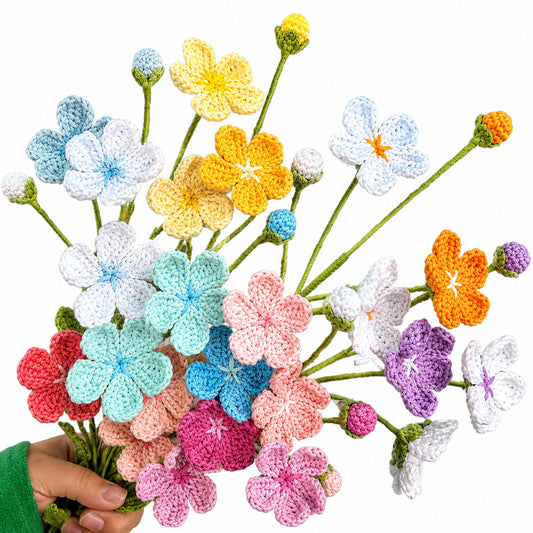 Handmade Crochet Rock Jasmine Flower Stems