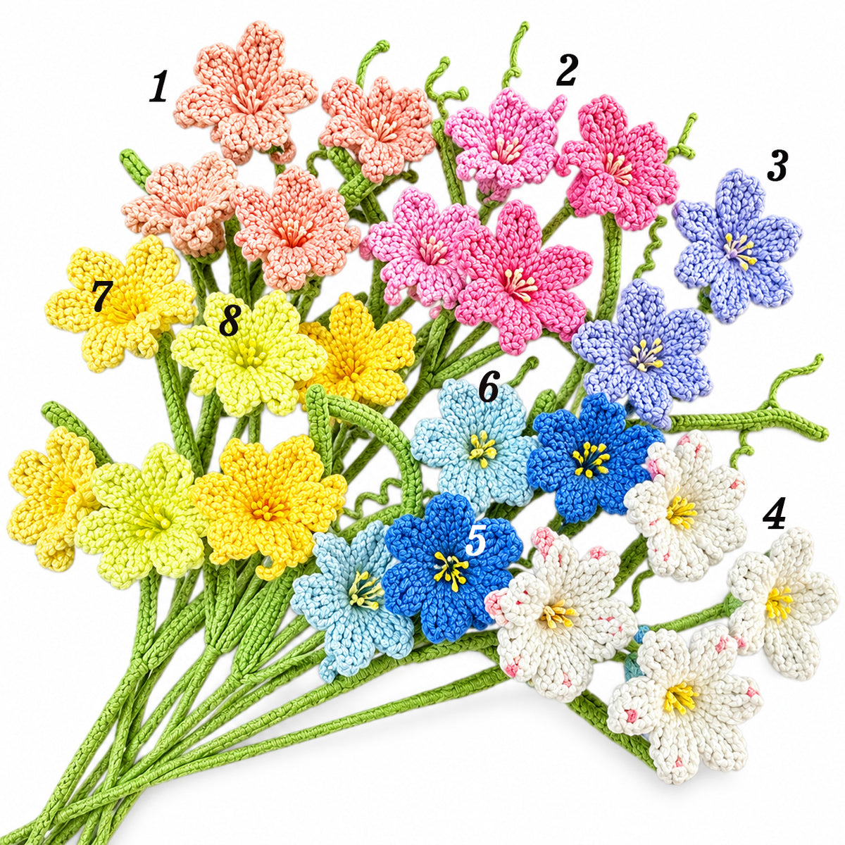 Handmade Crochet Peruvian Daffodil Stems
