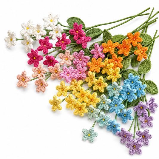 Handmade Crochet Orange Jasmine Flower Stems