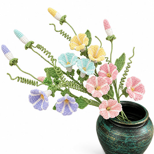 Handmade Crochet Morning Glory Flower Arrangement