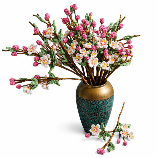 Handmade Crochet Double-Layer Crabapple Blossom Branch