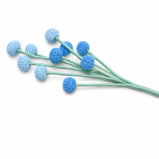 Handmade Crochet Ombre Blue Berry Stem