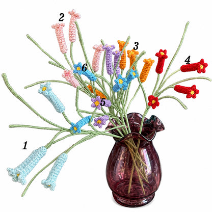 Handmade Crochet Hanging Tubular Flower Stems